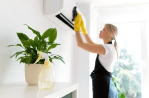 woman cleaning